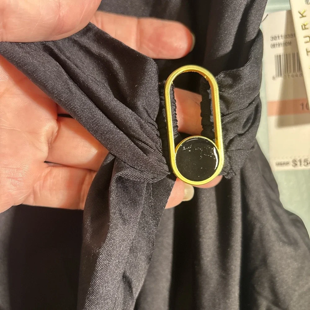 Trina Turk Black One Shoulder Swimsuit Women's Size 10 Asymmetrical Belted. - Picture 3 of 7